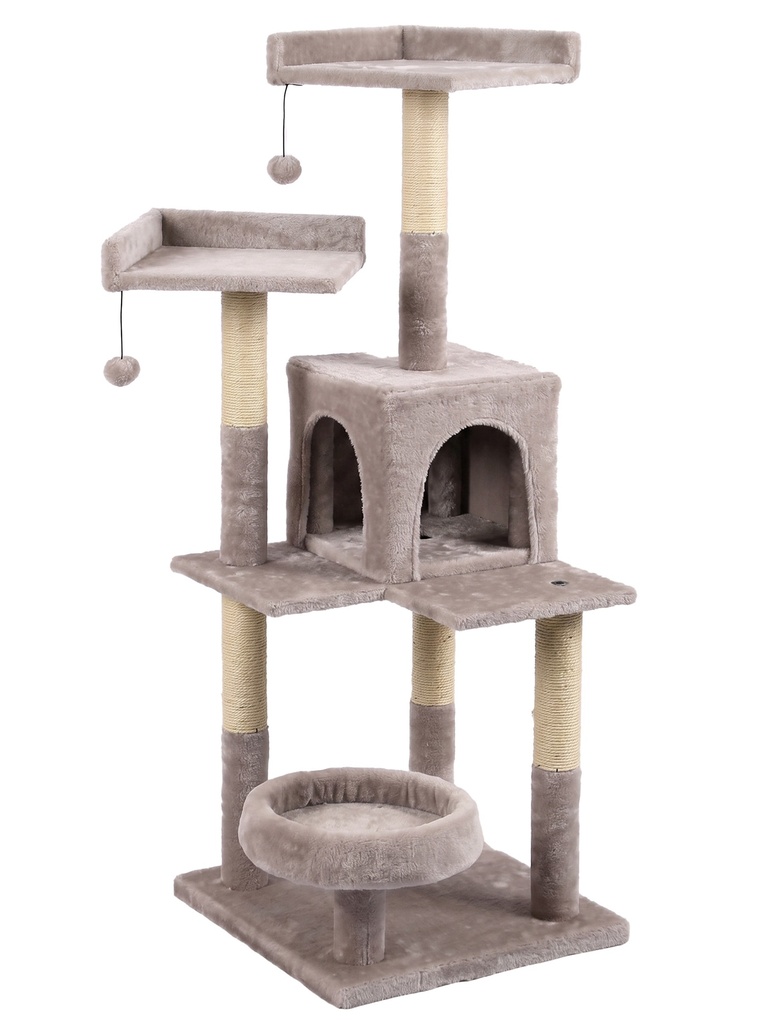 [506-6991] Tommy Çok Katlı Lüks Bej Kedi Tırmalama Evi 45x45x121