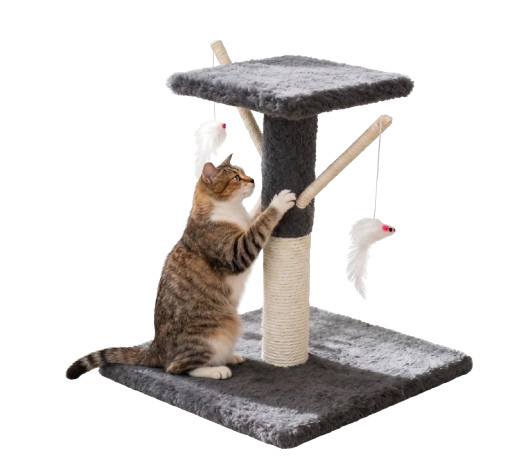 [506-6265] Tommy Teraslı Gri Kedi Tırmalama Tahtası 34x34x43