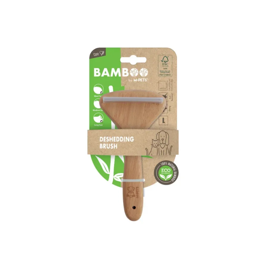 [10125899] M-Pets Bamboo Kedi ve Köpekler İçin Tüy Dökülmesini Azaltan Bambu Fırça L