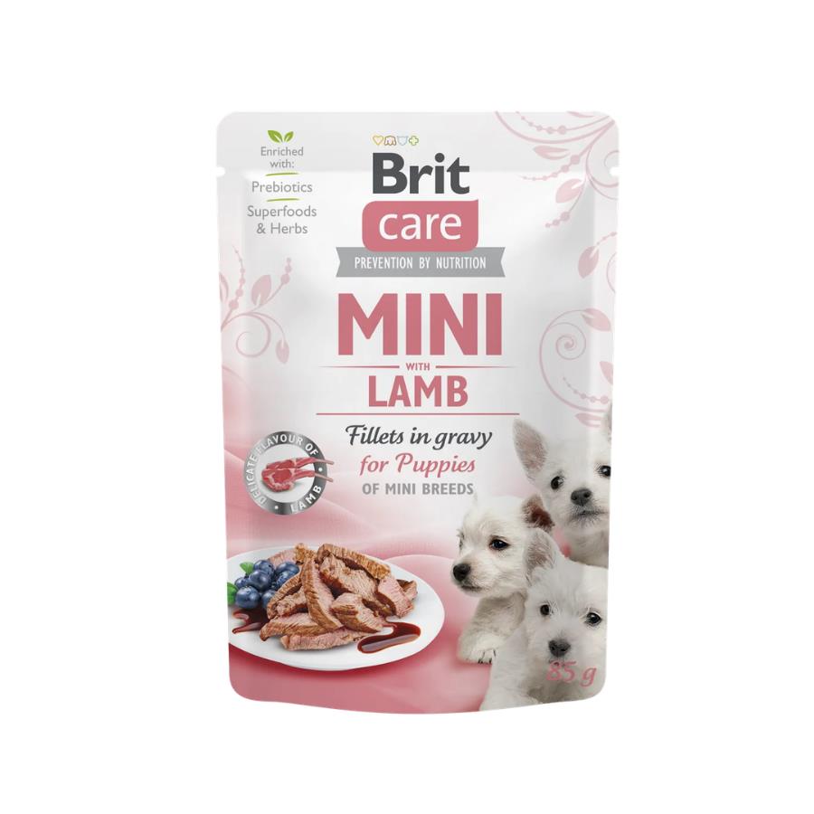 [8595602554829] Brit Care Sos İçinde Fileto Et Parçalı Kuzulu Mini Irk Yavru Köpek Konservesi 85 Gr