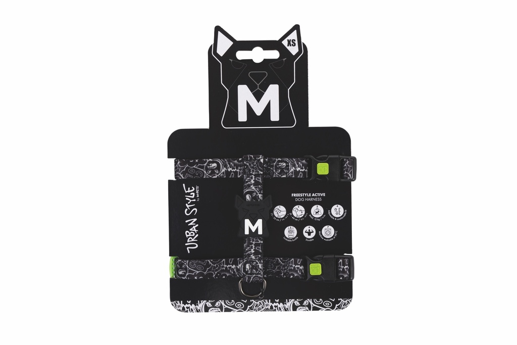 M-Pets Urban Style Black/White Active Köpek Göğüs Tasması
