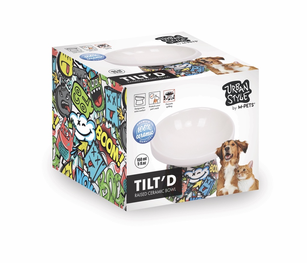 [20501699] M-Pets Urban Style Tilted Eğimli Seramik Mama Kabı (250 Ml)