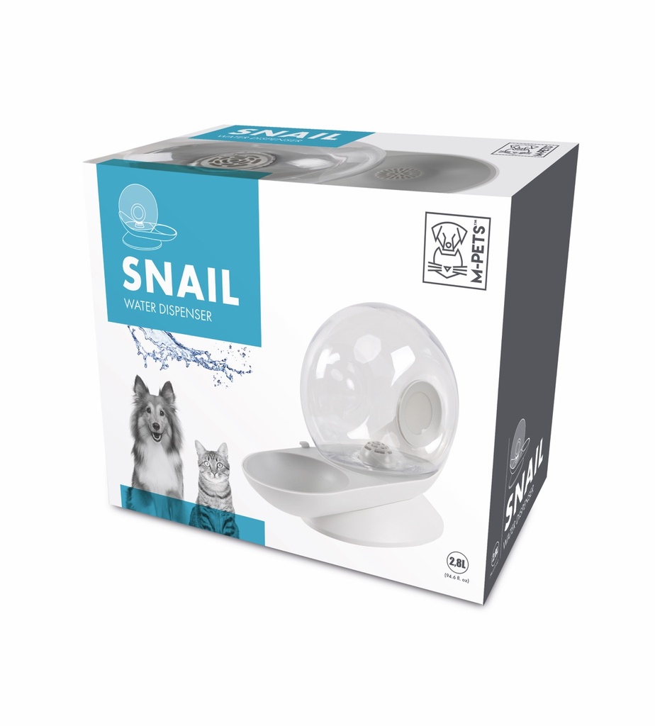 [60500599] M-Pets Snail Hazneli Kedi ve Köpekler İçin Beyaz Su Kabı 2800 Ml