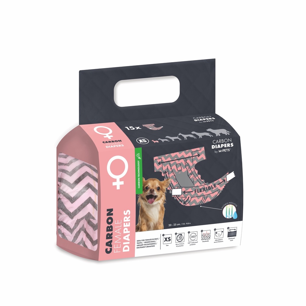 [10173599] M-Pets Karbonlu Diapers Dişi Köpek Külotu 15li (M)