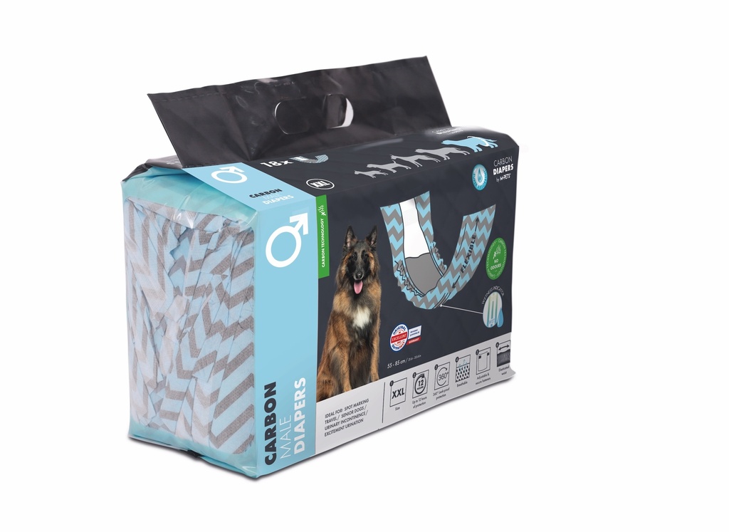 M-Pets Karbonlu Diapers Erkek Köpek Külotu 18li