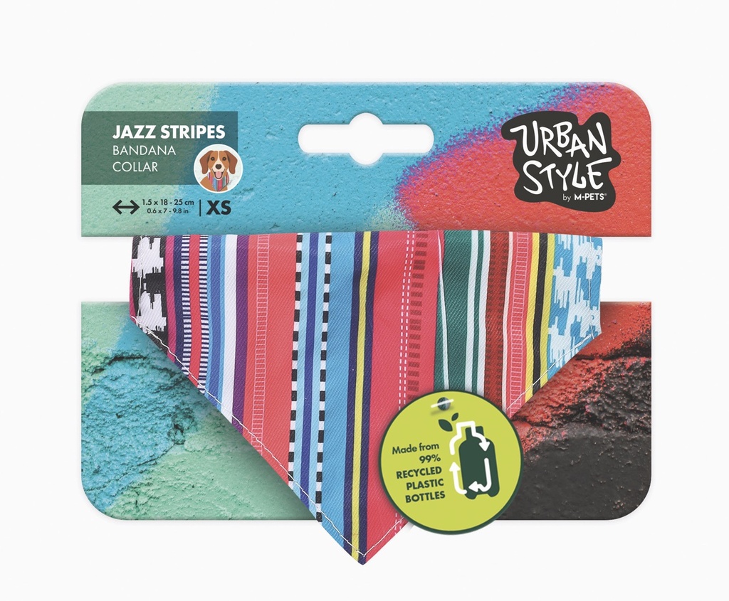 [10840199] M-Pets Urban Style Jazz Stripes Bandanalı Köpek Tasması (M)