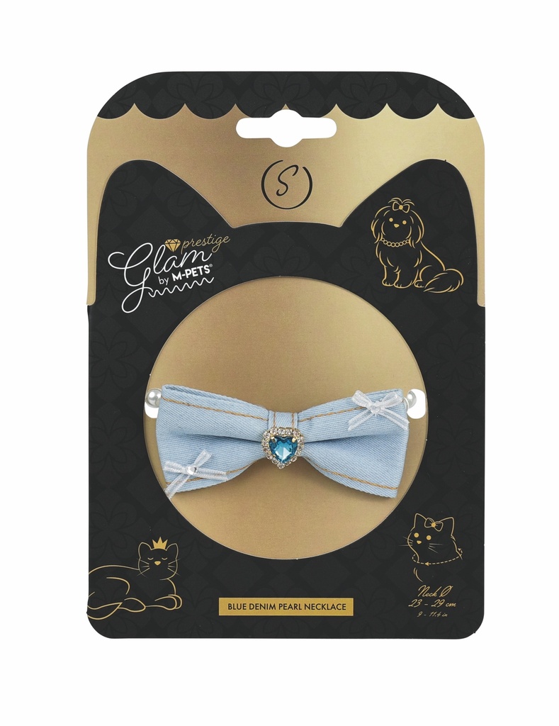 M-Pets Glam Prestige Blue Denim Pearl Köpek Kolyesi