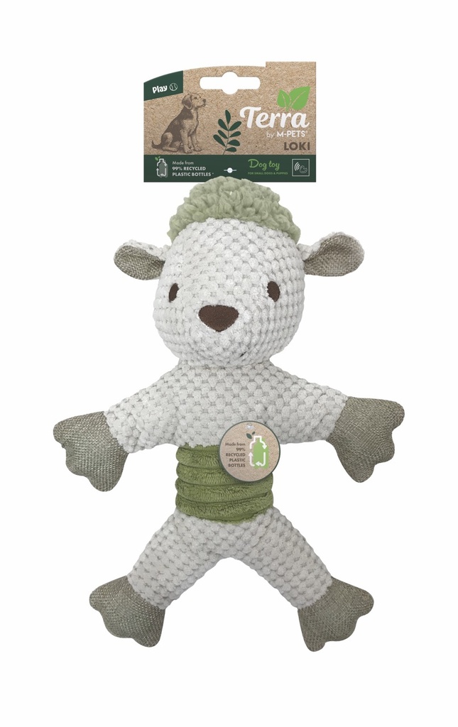 [10640299] M-Pets Eco Loki Beyaz Kuzu Peluş Köpek Oyuncağı 30x22x8 Cm