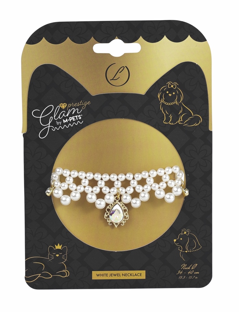 [60802299] M-Pets Glam Prestige White Jewel Köpek Kolyesi L