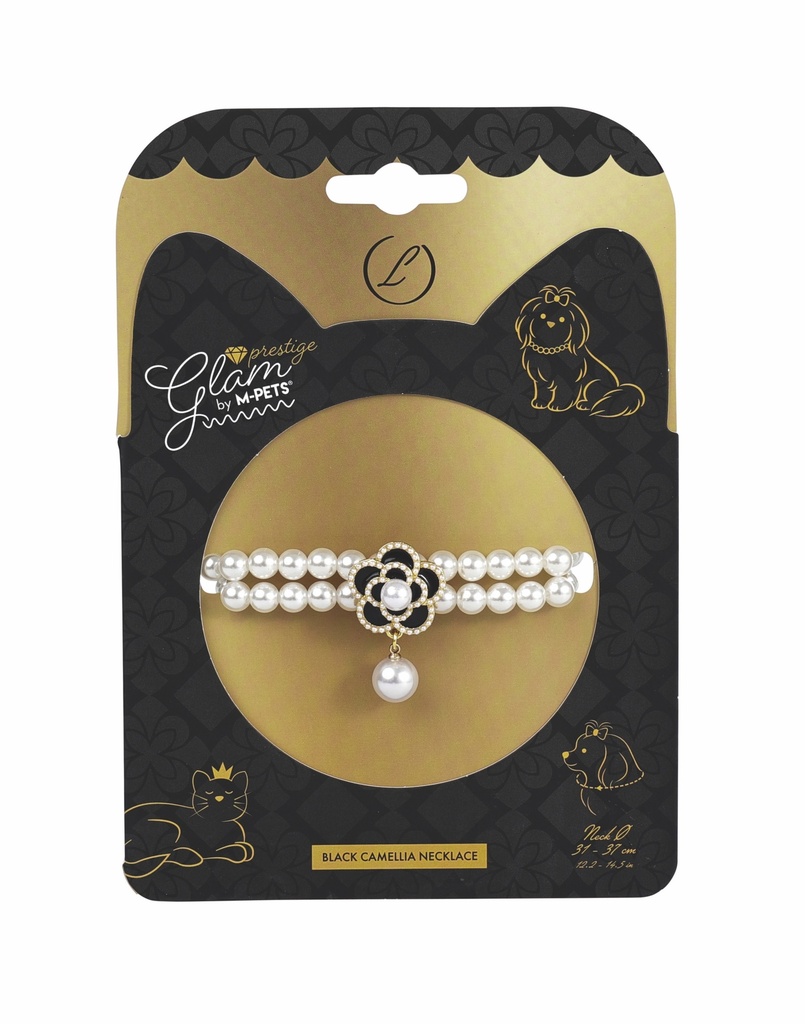 [60803099] M-Pets Glam Prestige Black Camellia Köpek Kolyesi L
