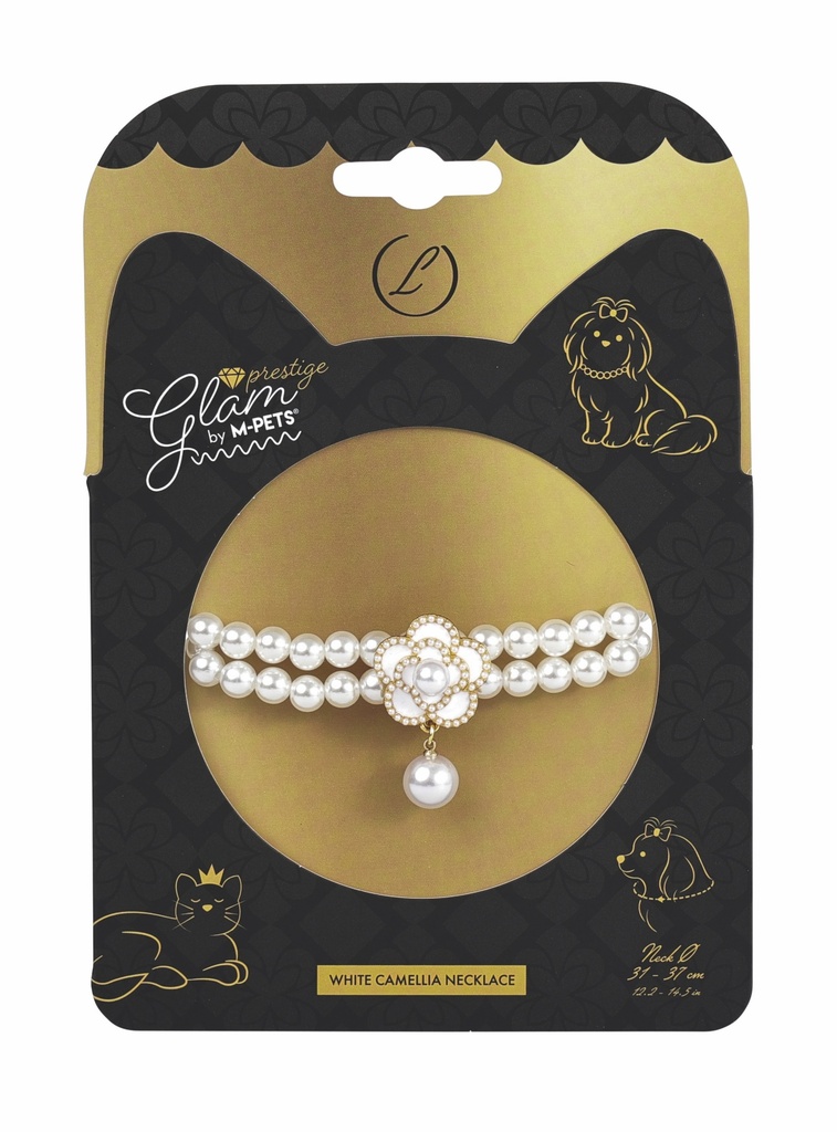 M-Pets Glam Prestige White Camellia Köpek Kolyesi L