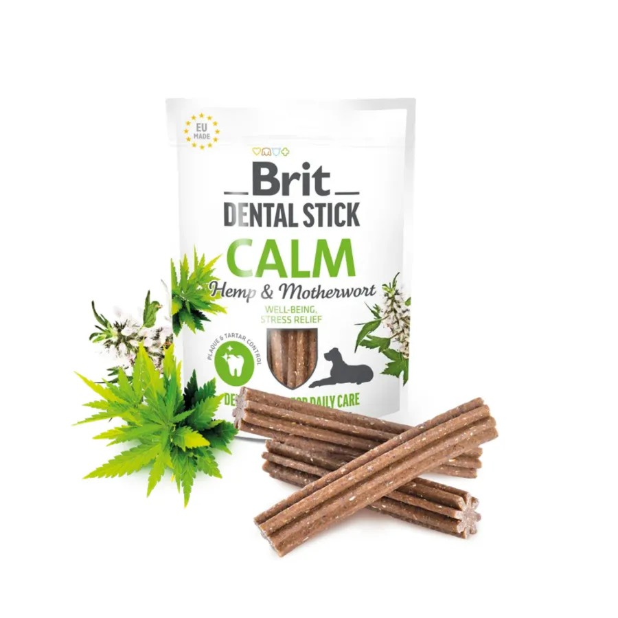 [8595602564385] Brit Care Dental Stick Calm Ağız Bakımı İçin Kenevirli Köpek Ödül Maması 250 Gr