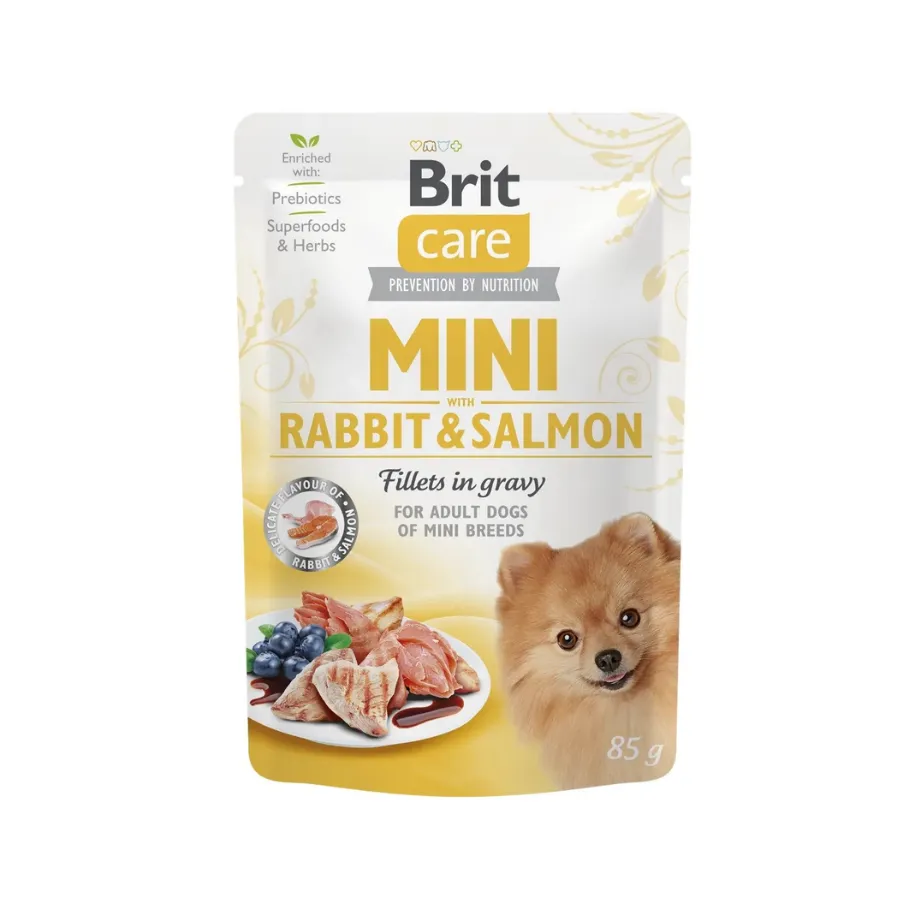 [8595602554843] Brit Care Tavşan ve Somonlu Mini Irk Köpek Konservesi 85 Gr